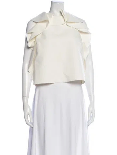 Pre-owned Msgm Crew Neck Sleeveless Top In White