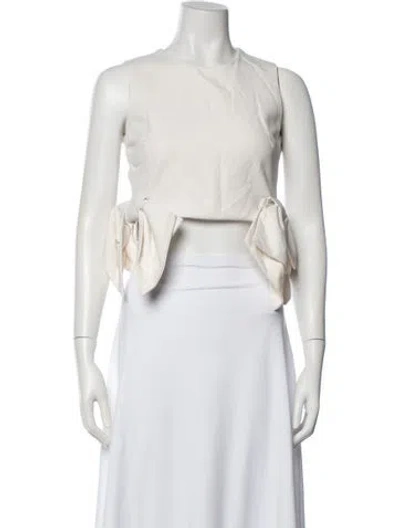 Pre-owned Msgm Crew Neck Sleeveless Top In White