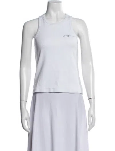 Pre-owned Msgm Crew Neck Sleeveless Top In White