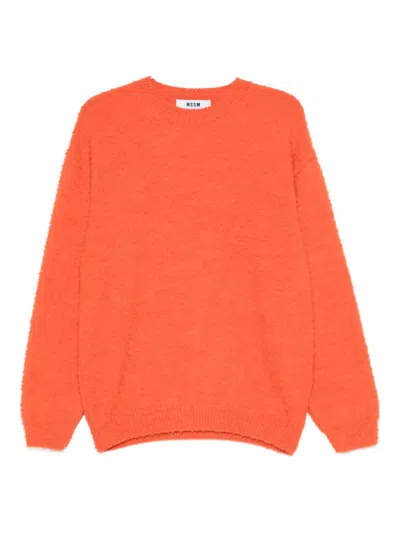 Msgm Crew-neck Sweater In Orange