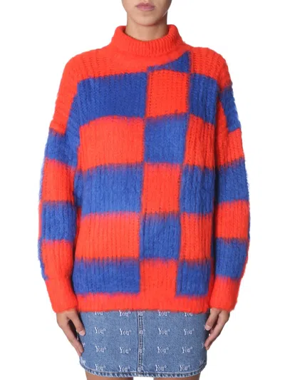 Msgm Crew Neck Sweater In Orange