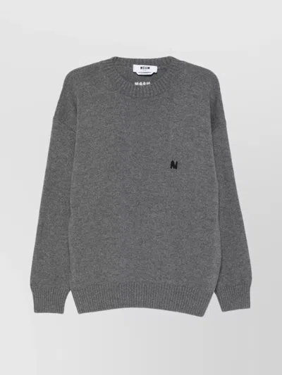 MSGM CREW NECK SWEATER WITH RIBBED CUFFS AND HEM