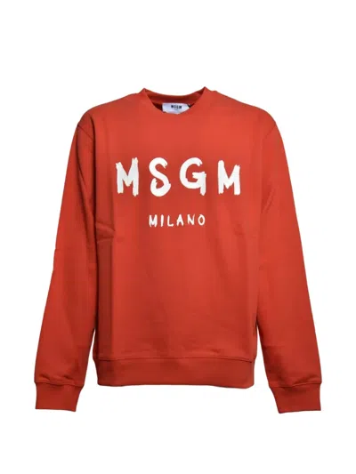 Msgm Crew-neck Sweatshirt In Red