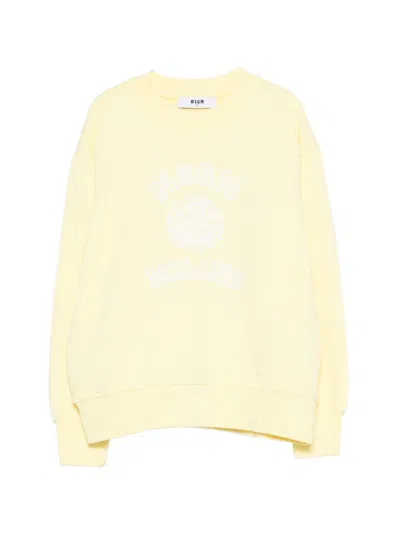 Msgm Kids' Crew-neck Sweatshirt In Yellow