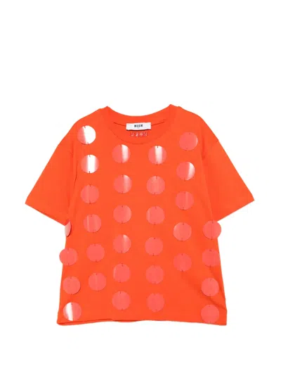 Msgm Crew-neck T-shirt In Orange