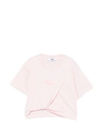 Msgm Crew-neck T-shirt In Pink