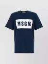 Msgm Crew Neck T-shirt With Short Sleeves And Straight Hem In Blue