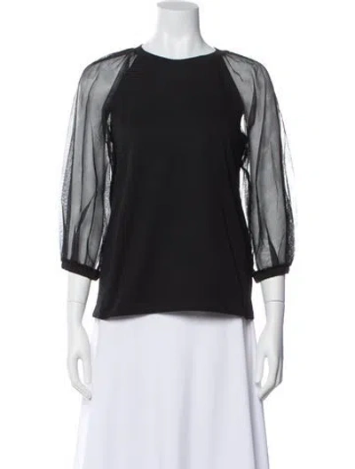 Pre-owned Msgm Crew Neck Three-quarter Sleeve Top In Black