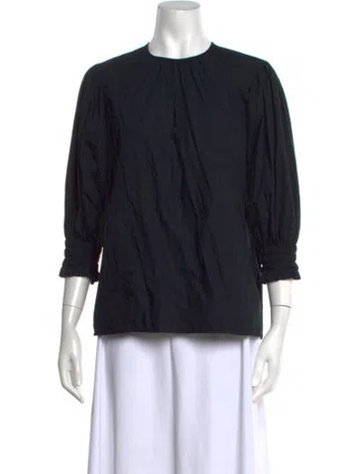 Pre-owned Msgm Crew Neck Three-quarter Sleeve Top In Black