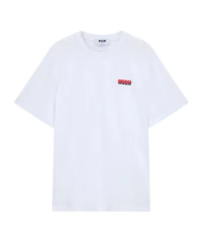 Msgm Crew Neck T-shirt In White
