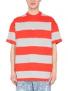 Msgm Striped Crew Neck T-shirt For Men In Red
