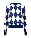 Msgm Woman Sweater Blue Size M Virgin Wool In White