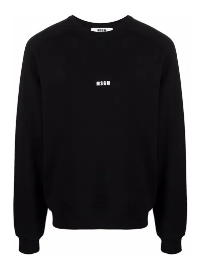 Msgm Logo-print Cotton Sweatshirt In Black