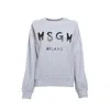 Msgm Crewneck Cotton Sweatshirt - Grey Melange In Gray