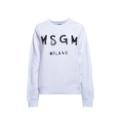 Msgm Crewneck Cotton Sweatshirt - White