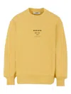 Msgm Crewneck Cotton Sweatshirt In Yellow