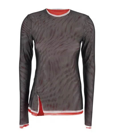 MSGM MSGM CREWNECK LAYERED BLOUSE