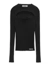 Msgm Cut-out Ribbed-knit Jumper In Negro
