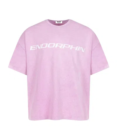 Msgm Crewneck Oversize T-shirt In Purple