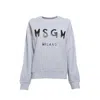 Msgm Crewneck Sweatshirt In Melange Grey Cotton In Gray