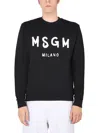 Msgm Black Sweashirt For Kids With Logo In Black