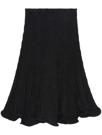 Msgm Crinkle-effect Skirt In Black