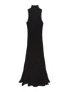 Msgm Maxi Dress With High Neck And Textured Fabric In Black