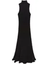 Msgm Maxi Dress With High Neck And Textured Fabric In Black