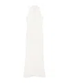 Msgm White Maxi Dress With High Neckline And Fitted Bodice In White