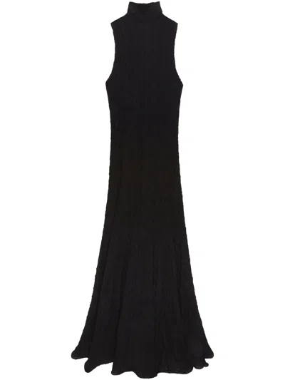 Msgm Maxikleid Mit Knitterfalten In Schwarz