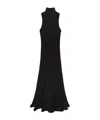 Msgm Maxi Dress With High Neck And Textured Fabric In Black