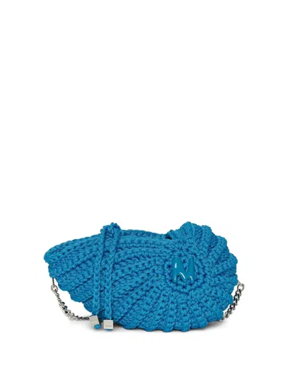Msgm Crochet Crossbody Bag In Blue