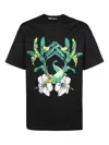 Msgm Crocodile-print Cotton T-shirt In Black
