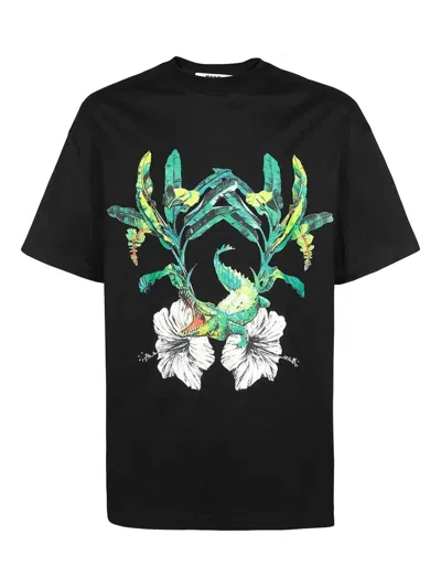 MSGM CROCODILE-PRINT COTTON T-SHIRT
