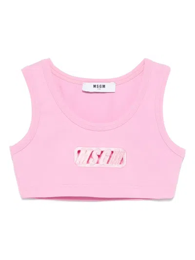 Msgm Kids' Crop Top In Pink
