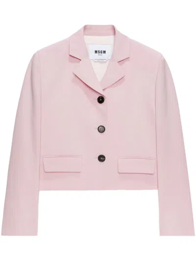 Msgm Cropped Blazer In Pink