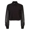Msgm Cropped Camicia Shirt In Black