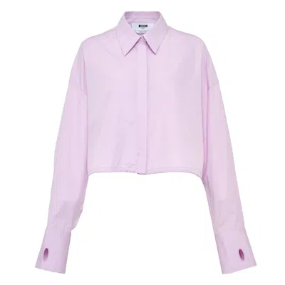 Msgm Cropped Camicia Shirt In Purple