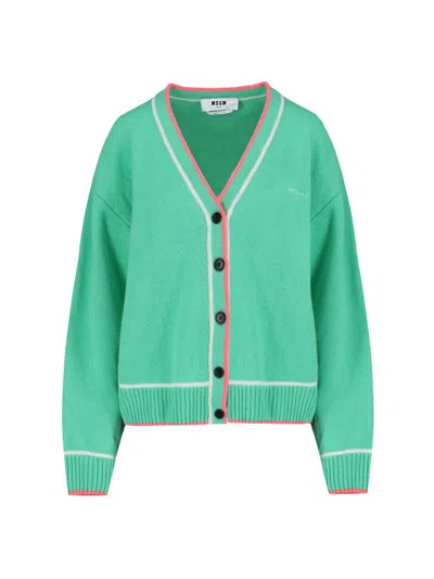 Msgm Cropped Cardigan In Green