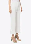 Msgm Button Detail Cropped-leg Flared Trousers In White