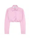 Msgm Cropped Gathered Shirt In Pink