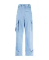 Msgm Cropped High-waist Trousers In Blue