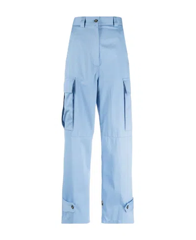 Msgm Cropped High-waist Trousers In Blue