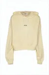 Msgm Cropped Hooded Sweatshirt With Subtle Logo Print In Yellow