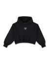 Msgm Crystal Embellished Cotton Hoodie In Black