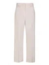Msgm Cropped Ivory Trousers In White
