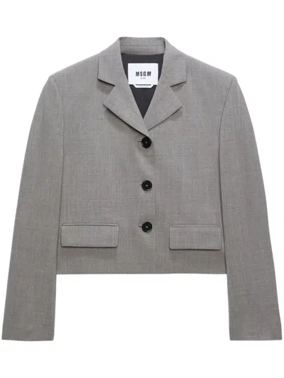 Msgm Cropped Jacket In Grey