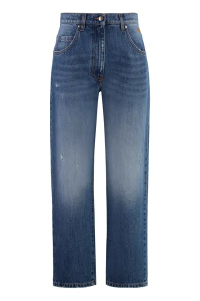 Msgm Mid-blue Denim Pants With Five-pocket Design