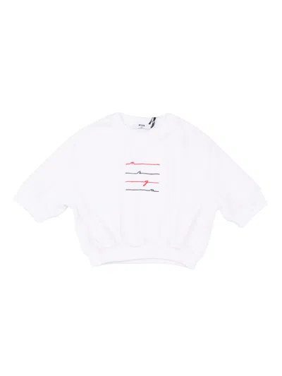 Msgm Cropped Jersey T Shirt Girl In White
