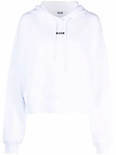 MSGM CROPPED LOGO HOODIE
